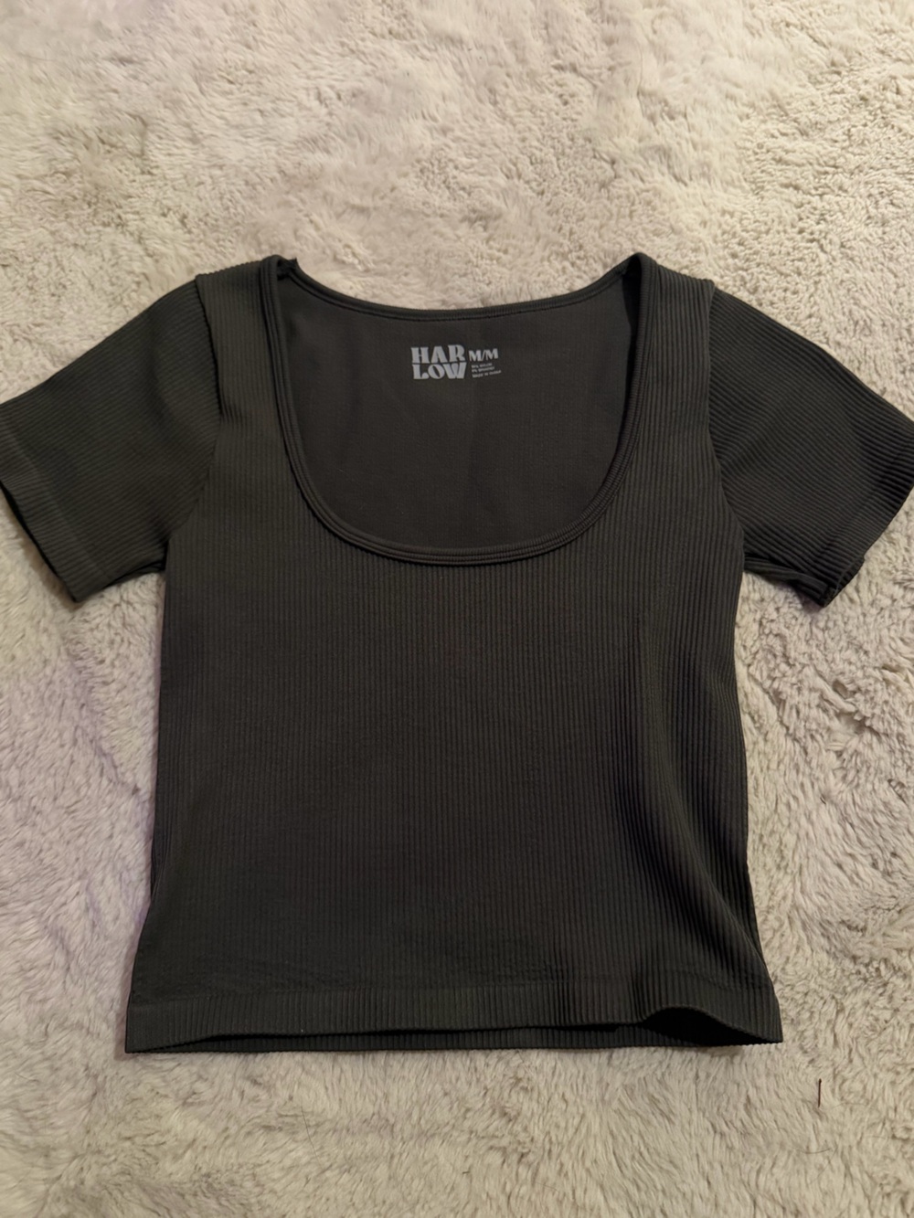 Harlow Black Ribbed Scoop Crop Top